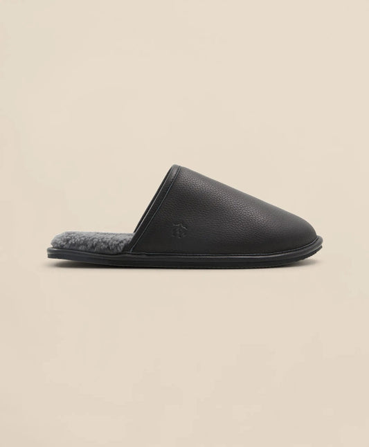 Shearling Lined Leather Slippers | Brooks Brothers on sale