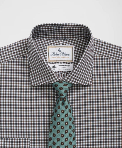 Brooks Brothers X Thomas Mason® Cotton English Collar, Checked Dress Shirt | Brooks Brothers online shop