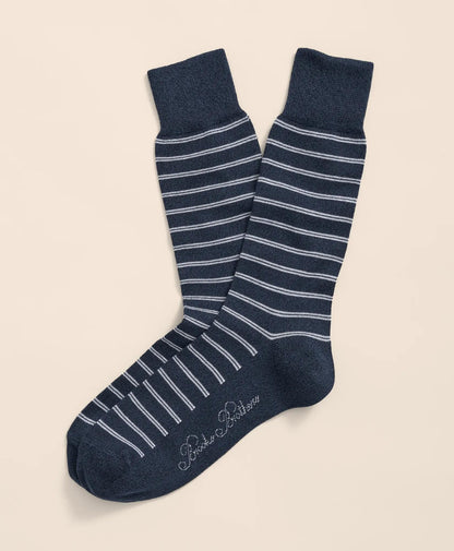 Cotton Blend Marled Double Stripe Socks | Brooks Brothers for sale