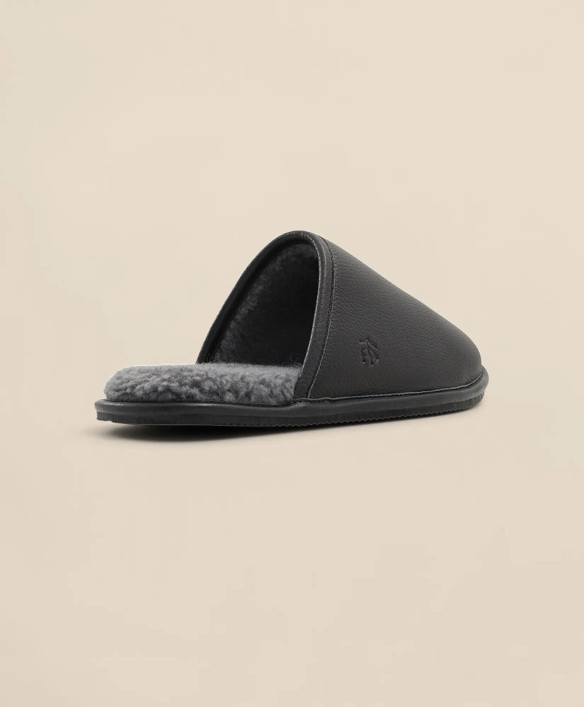 Shearling Lined Leather Slippers | Brooks Brothers on sale