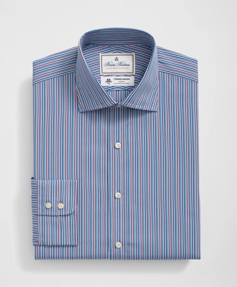 Brooks Brothers X Thomas Mason® Cotton English Collar, Multi-Striped Dress Shirt | Brooks Brothers online
