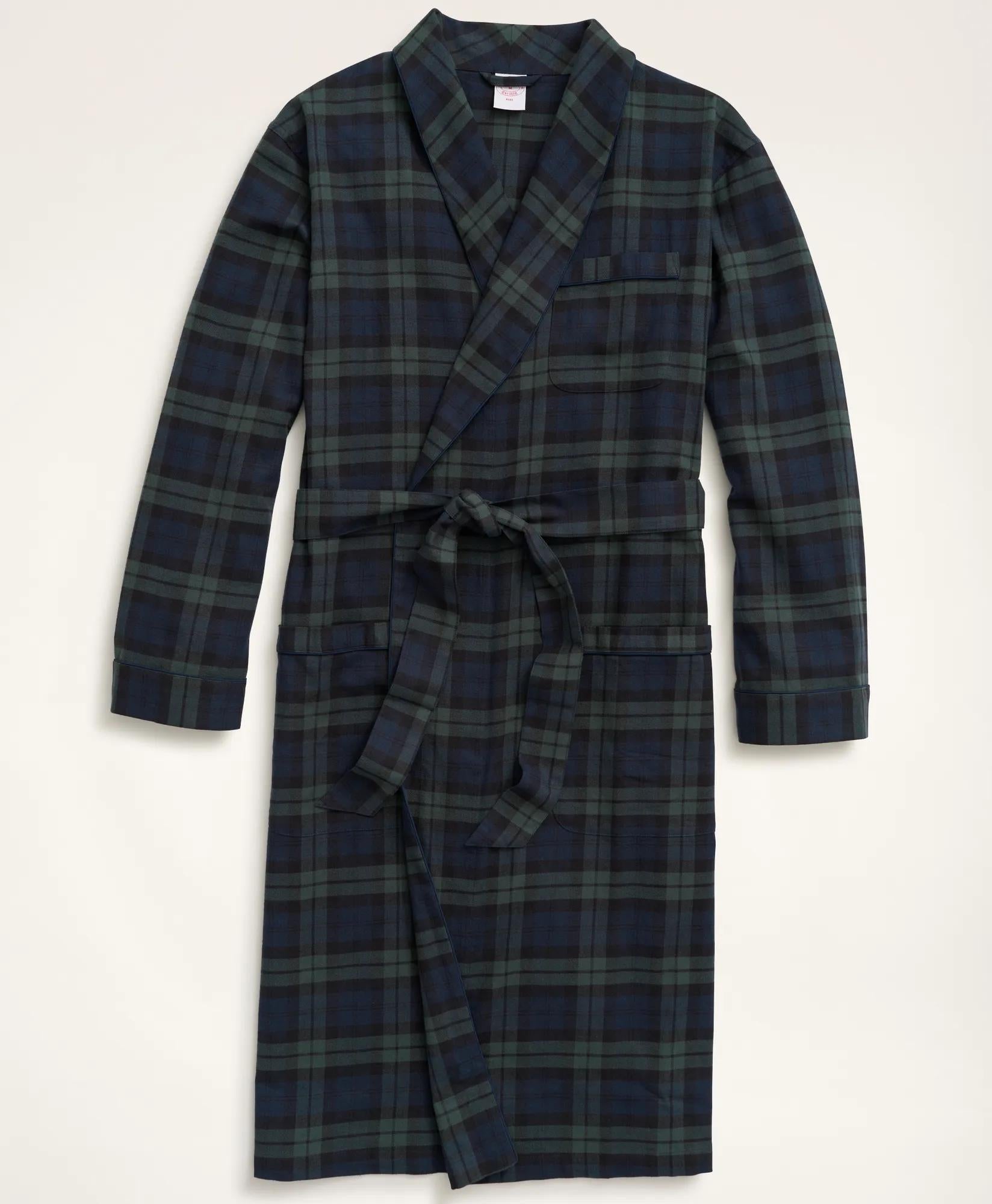 Cotton Flannel Black Watch Robe | Brooks Brothers online