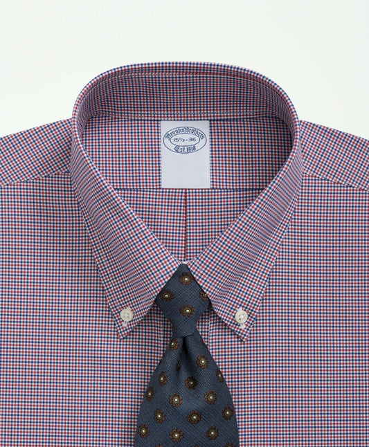 Big & Tall Stretch Supima® Cotton Non-Iron Poplin Polo Button-Down Collar, Checked Dress Shirt | Brooks Brothers cheap