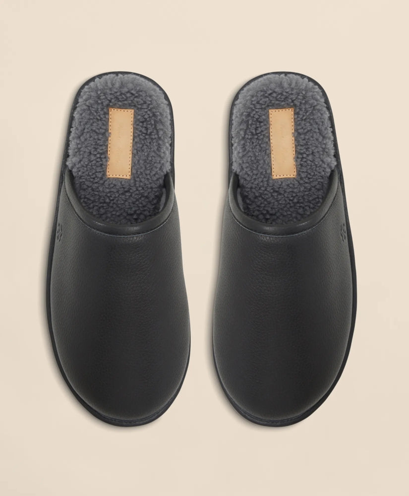 Shearling Lined Leather Slippers | Brooks Brothers on sale