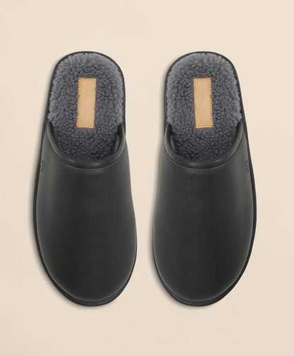 Shearling Lined Leather Slippers | Brooks Brothers on sale