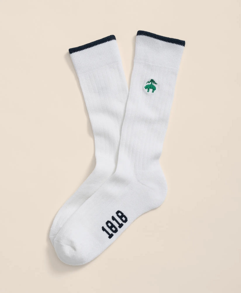 Cotton Blend Contrast Tipped Ribbed Socks with Golden Fleece® Embroidery | Brooks Brothers on sale - US 4883