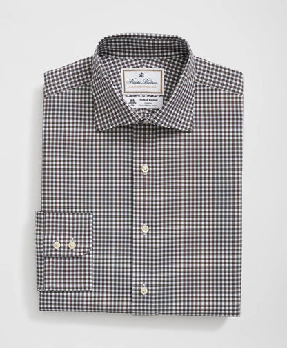 Brooks Brothers X Thomas Mason® Cotton English Collar, Checked Dress Shirt | Brooks Brothers online shop