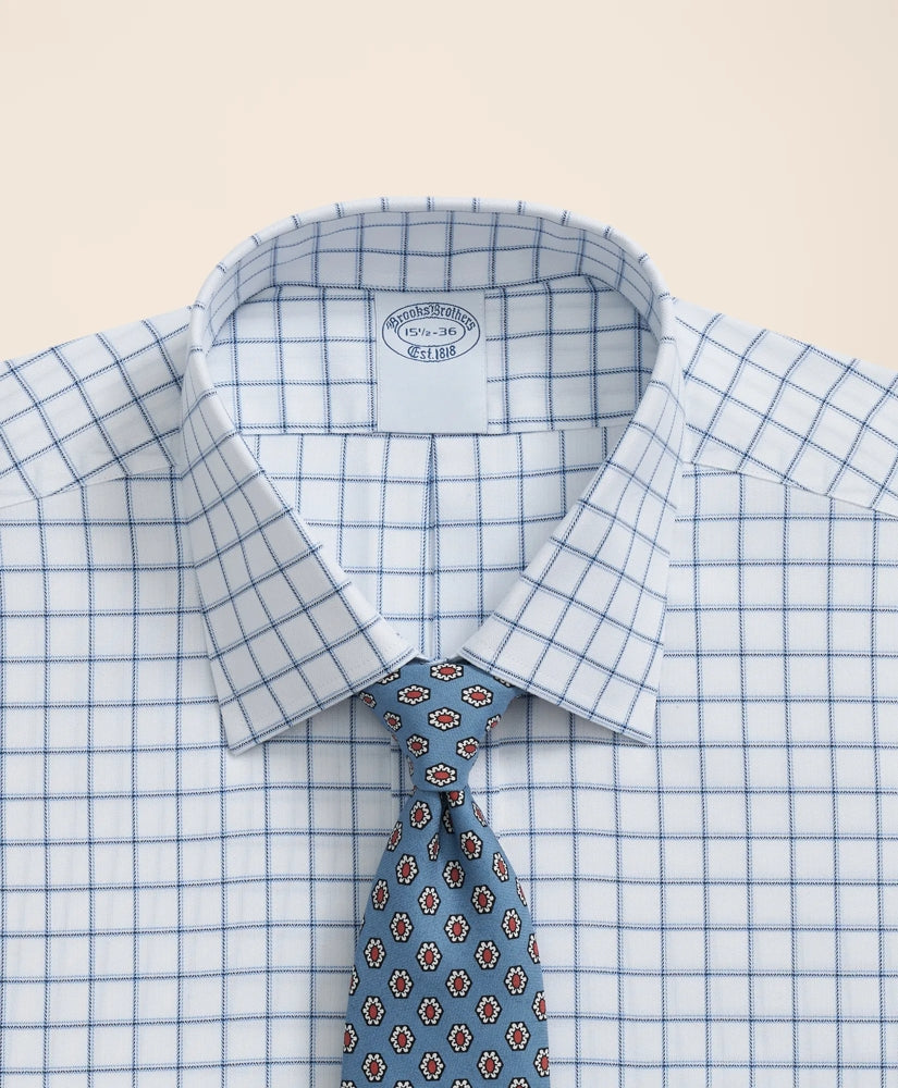 Brooks Brothers Explorer Collection Non-Iron Twill Ainsley Collar, Windowpane Dress Shirt | Brooks Brothers for sale