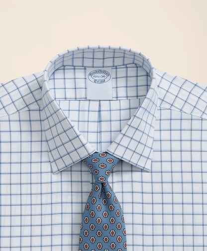 Brooks Brothers Explorer Collection Non-Iron Twill Ainsley Collar, Windowpane Dress Shirt | Brooks Brothers for sale