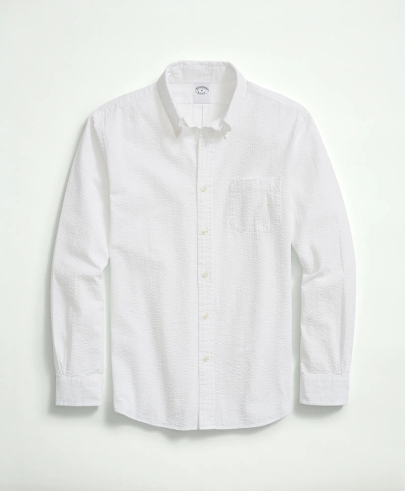 Washed Cotton Seersucker Button-Down Collar Sport Shirt | Brooks Brothers sale - US 9169