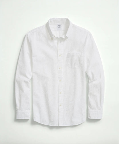 Washed Cotton Seersucker Button-Down Collar Sport Shirt | Brooks Brothers sale - US 9169