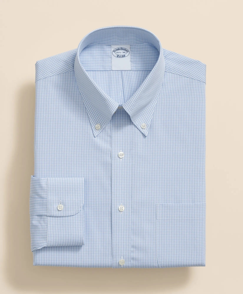 Pure Supima® Cotton Regular-Finish Polo Button Down Collar, Micro Windowpane Dress Shirt | Brooks Brothers discount