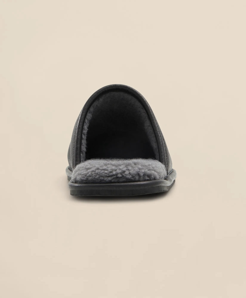 Shearling Lined Leather Slippers | Brooks Brothers on sale