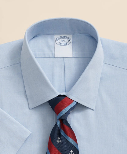 Stretch Supima® Cotton Non-Iron Ainsley Collar, Short-Sleeve Dress Shirt | Brooks Brothers on sale