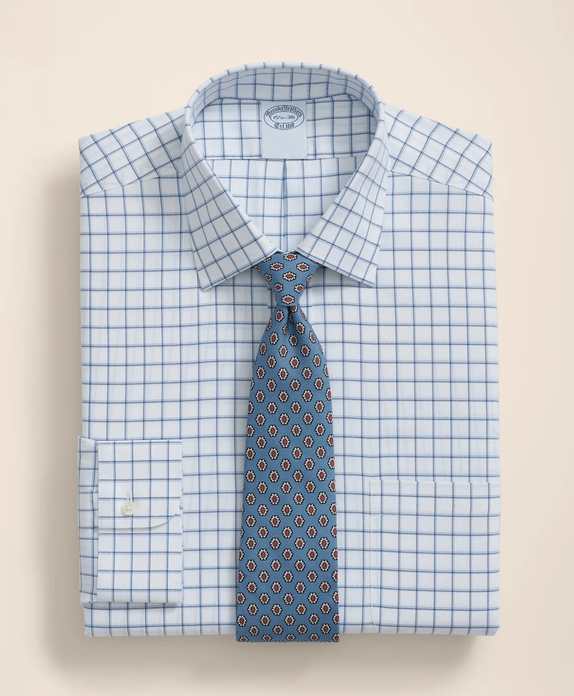 Brooks Brothers Explorer Collection Non-Iron Twill Ainsley Collar, Windowpane Dress Shirt | Brooks Brothers for sale