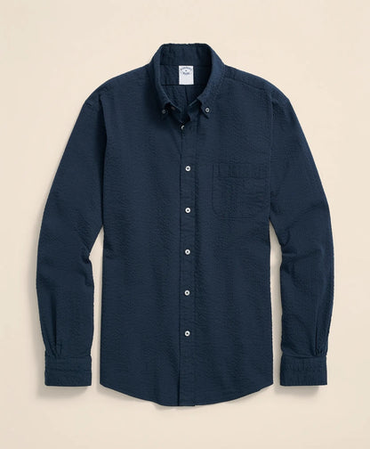 Washed Cotton Seersucker Button-Down Collar Sport Shirt | Brooks Brothers sale